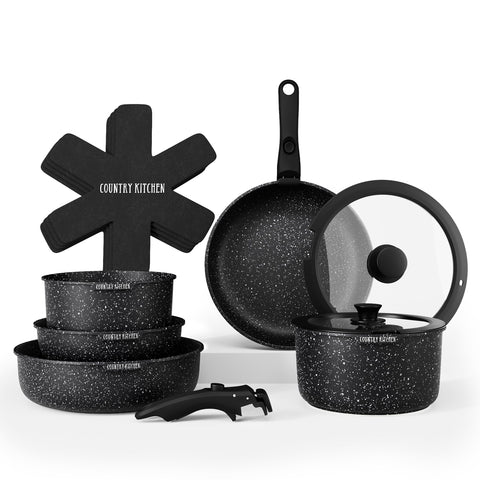 Country Kitchen Ollas con mango removible, faciles de mover entre estufa y mesa.
