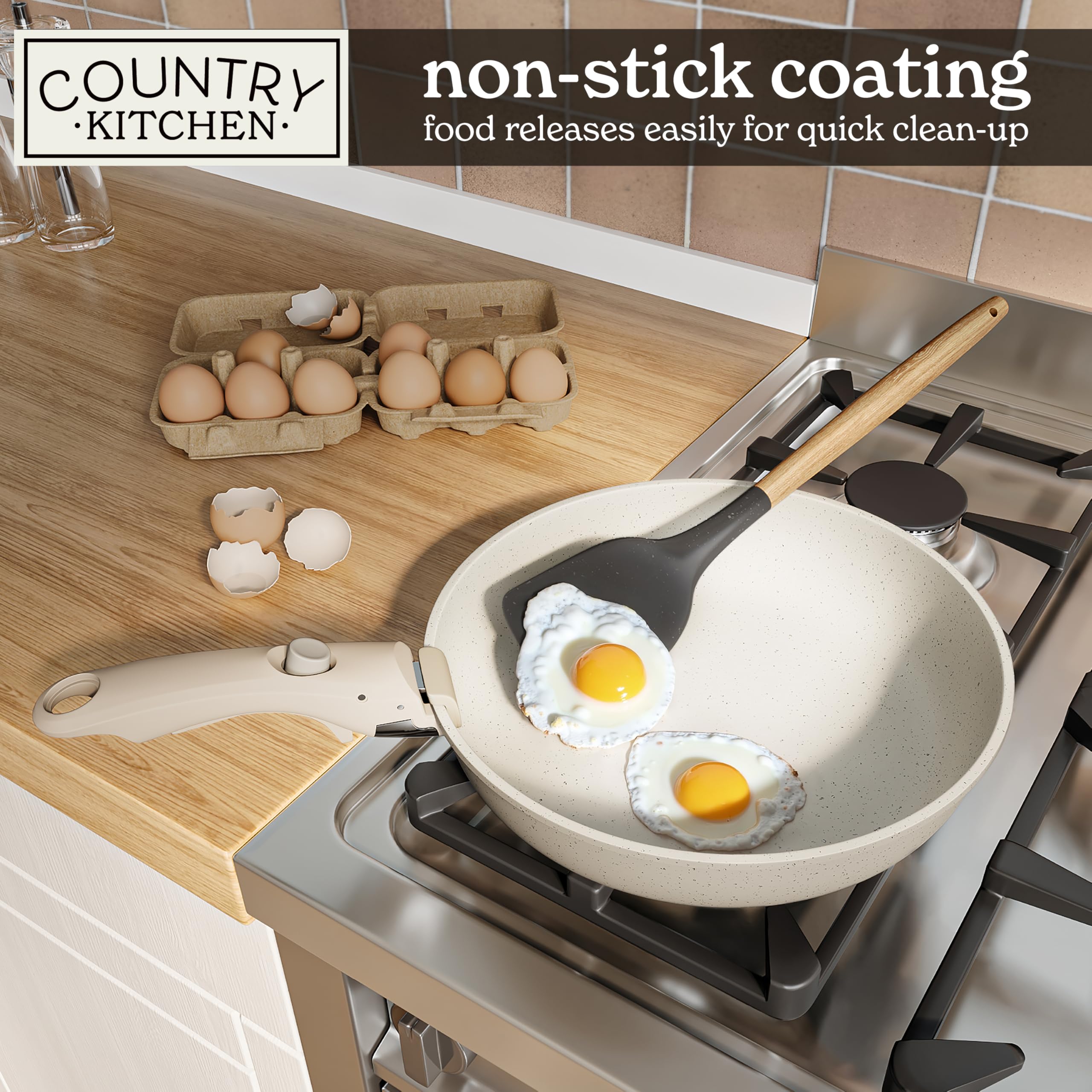 Country Kitchen revestimiento antiadherente de granito patentado y seguro.
