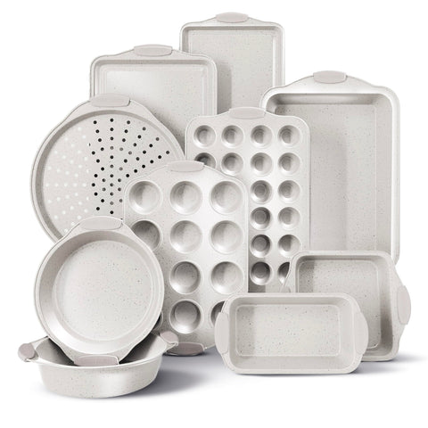 Country Kitchen set de horneado apilable antiadherente crema para ahorrar espacio y desmoldar fácilmente.