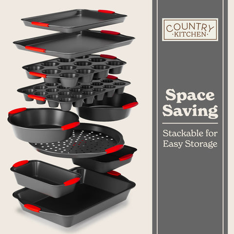 Country Kitchen set de hornear 10 piezas antiadherentes, resultados consistentes.