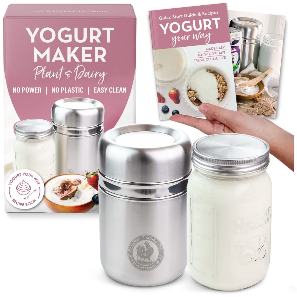 Country Trading Co. Yogurtera de acero inoxidable para uso diario.