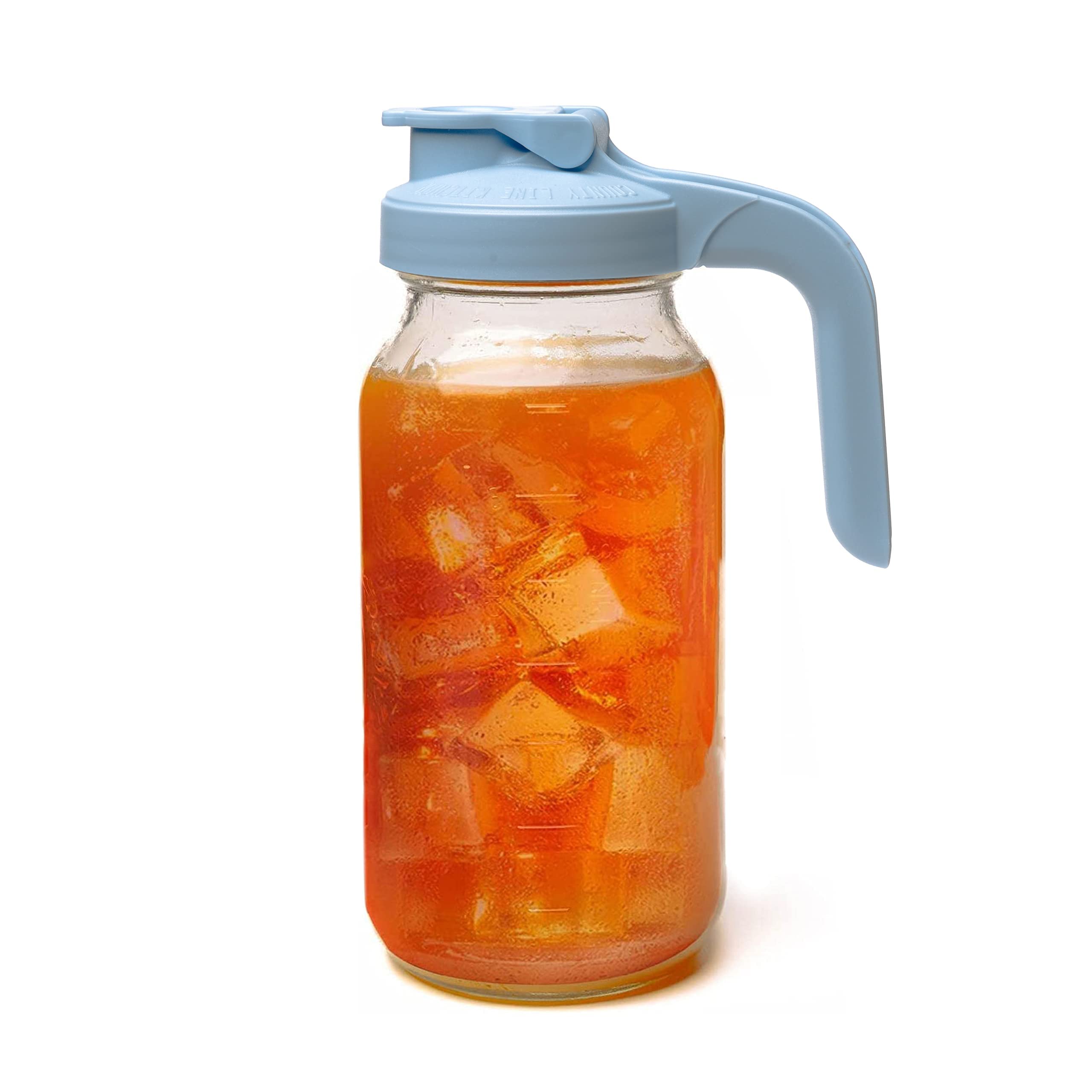 County Line Kitchen Jarra Mason azul cielo con tapa y boca ancha para agua fría