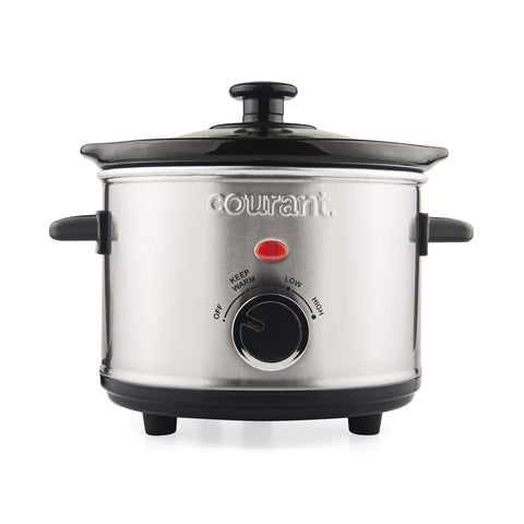 Courant Olla lenta mini 1,6 qt, vista frontal ideal para porciones pequeñas.