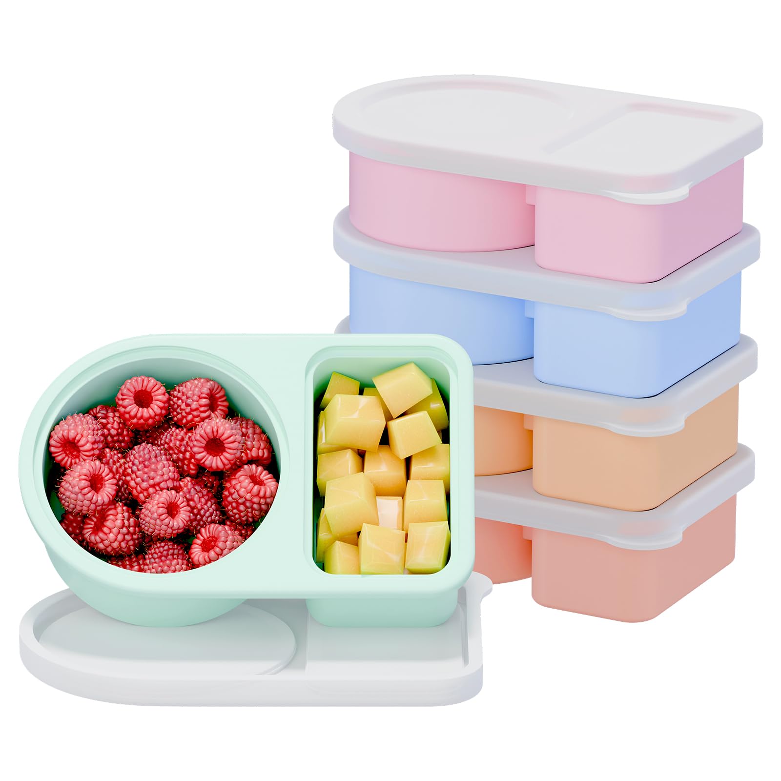 Conjunto coutnier de snack con dos compartimentos para porciones controladas durante el día
