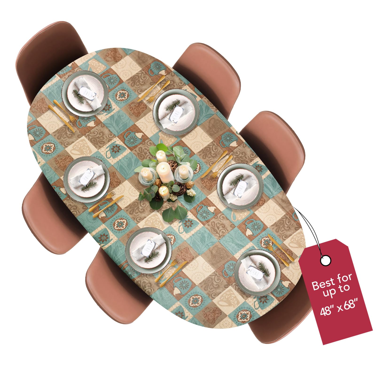 Funda de lujo Covers For The Home con Patrón Café Global para mesa, ajuste perfecto.
