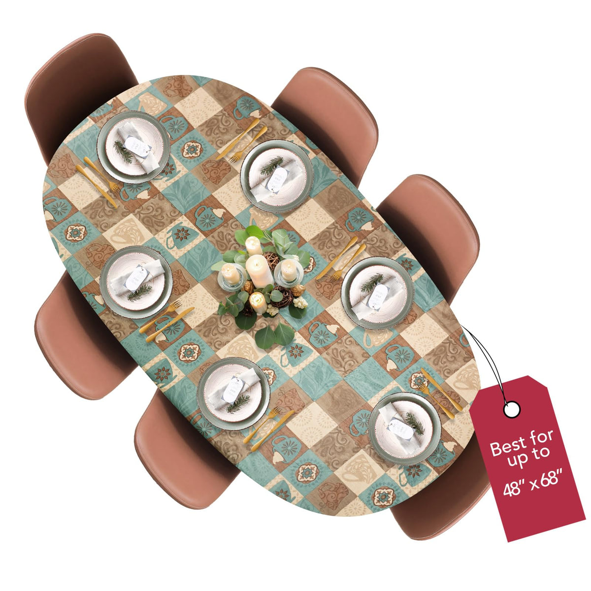 Funda de lujo Covers For The Home con Patrón Café Global para mesa, ajuste perfecto.