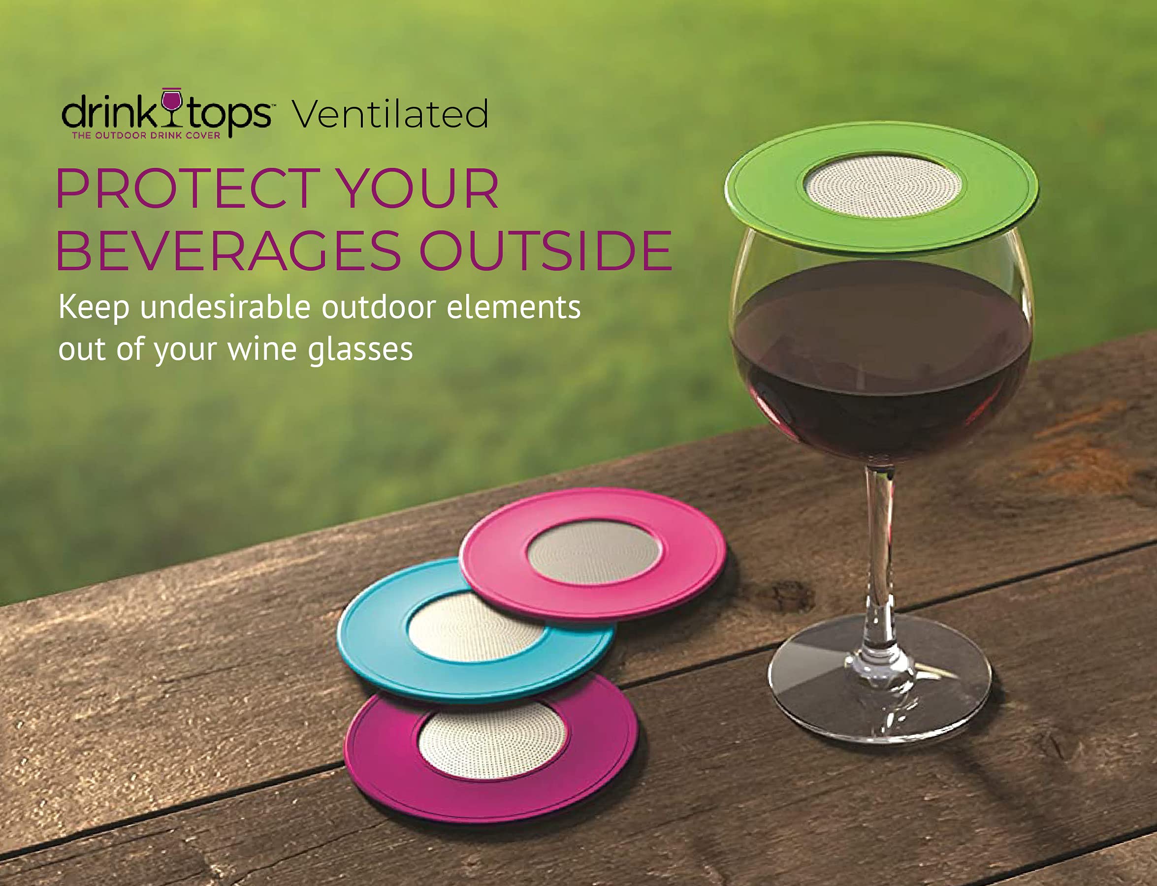 Coverware tapa silicona para vino con peso, ideal para exteriores.