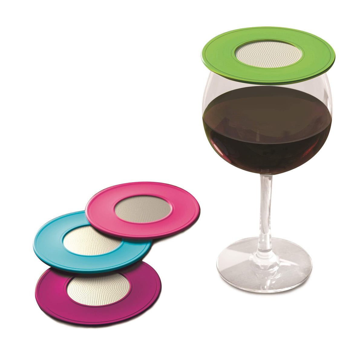 Coverware tapas silicona para vino con peso y malla, permiten respirar.