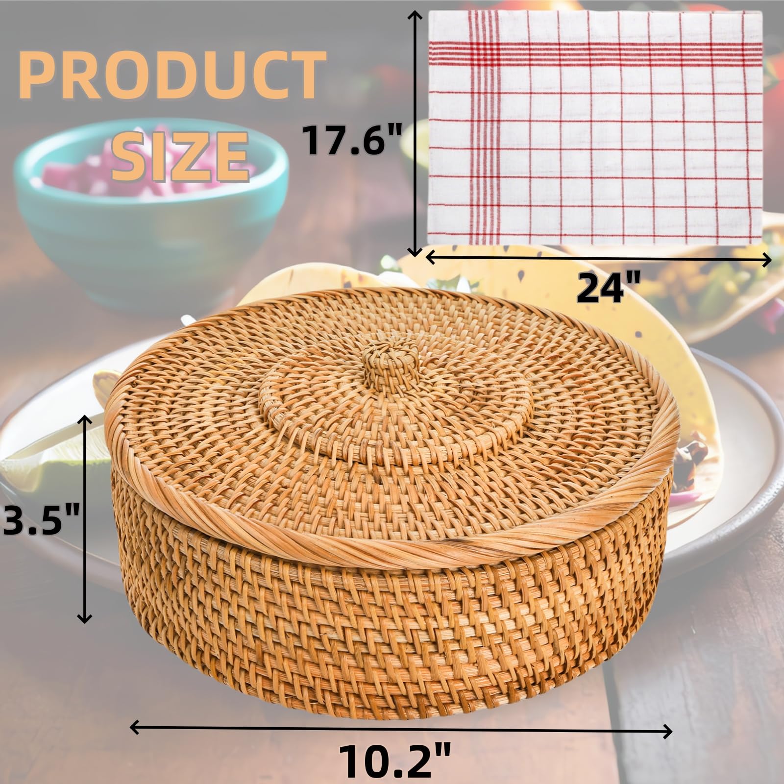 Covzoe cesta tortillas mimbre ligera y resistente para servir