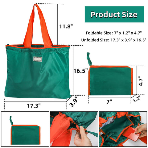 Covzoe tote plegable con asa larga ideal para viajes y compras diarias.