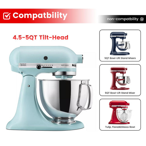 Cowbright K45B batidor plano recubierto para KitchenAid, encaje perfecto en cabezal inclinable