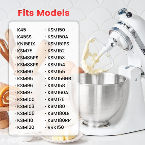 Cowbright K45B batidor recubierto para KitchenAid, gran superficie de mezcla para galletas y bizcochos