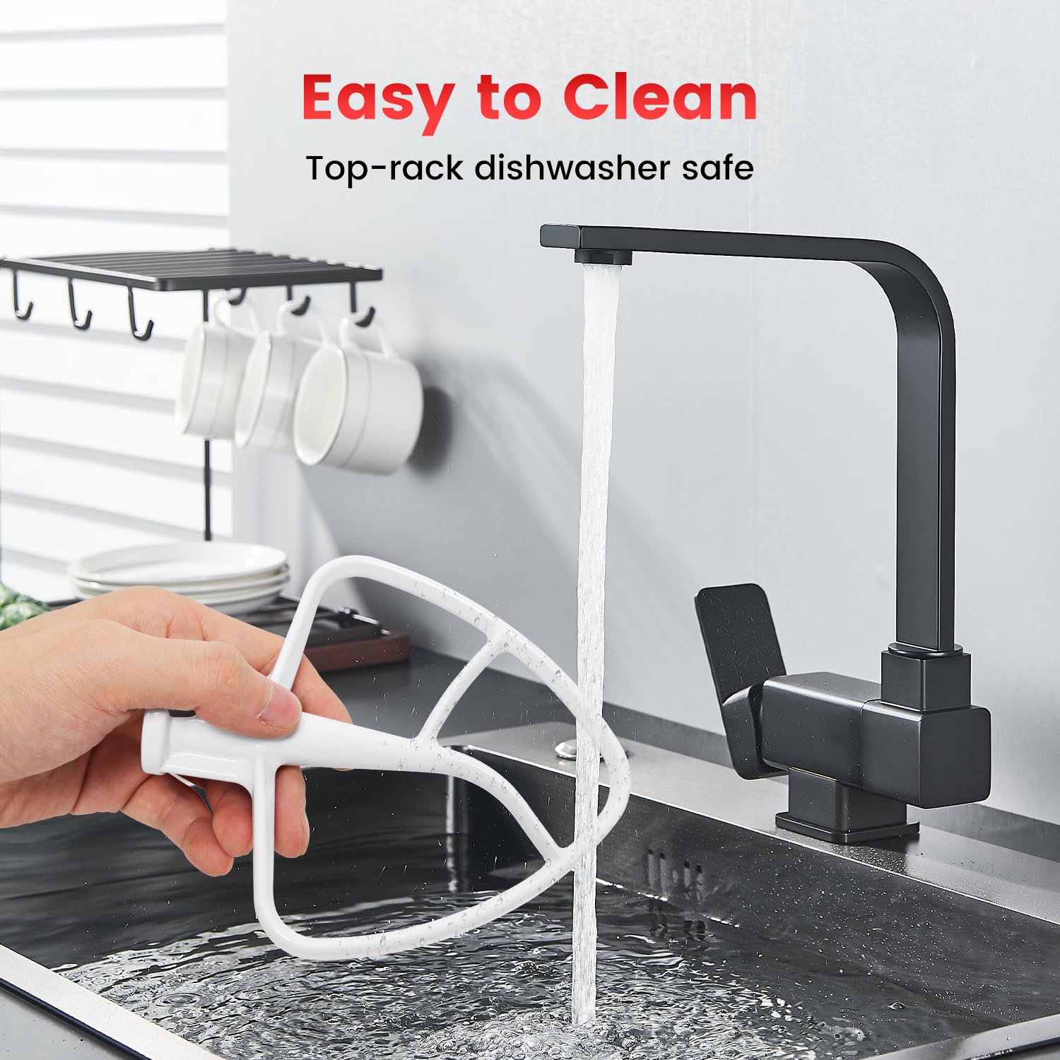 Cowbright K45B batidor plano recubierto para KitchenAid, textura suave en cremas y masas