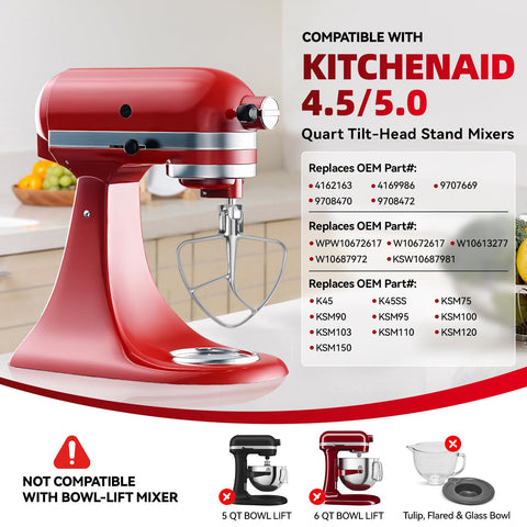 Cowbright K45B compatible con KitchenAid 4,5–5 qt para instalación rápida