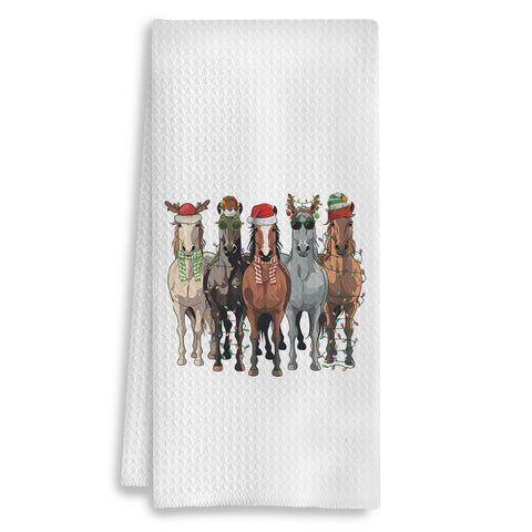 Toallas de cocina COWEB con dibujo de caballo navideño para secar y decorar.