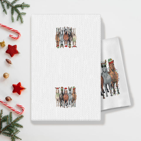Toallas de cocina con dibujo de caballo navideño de COWEB, ideal para secar vajilla.