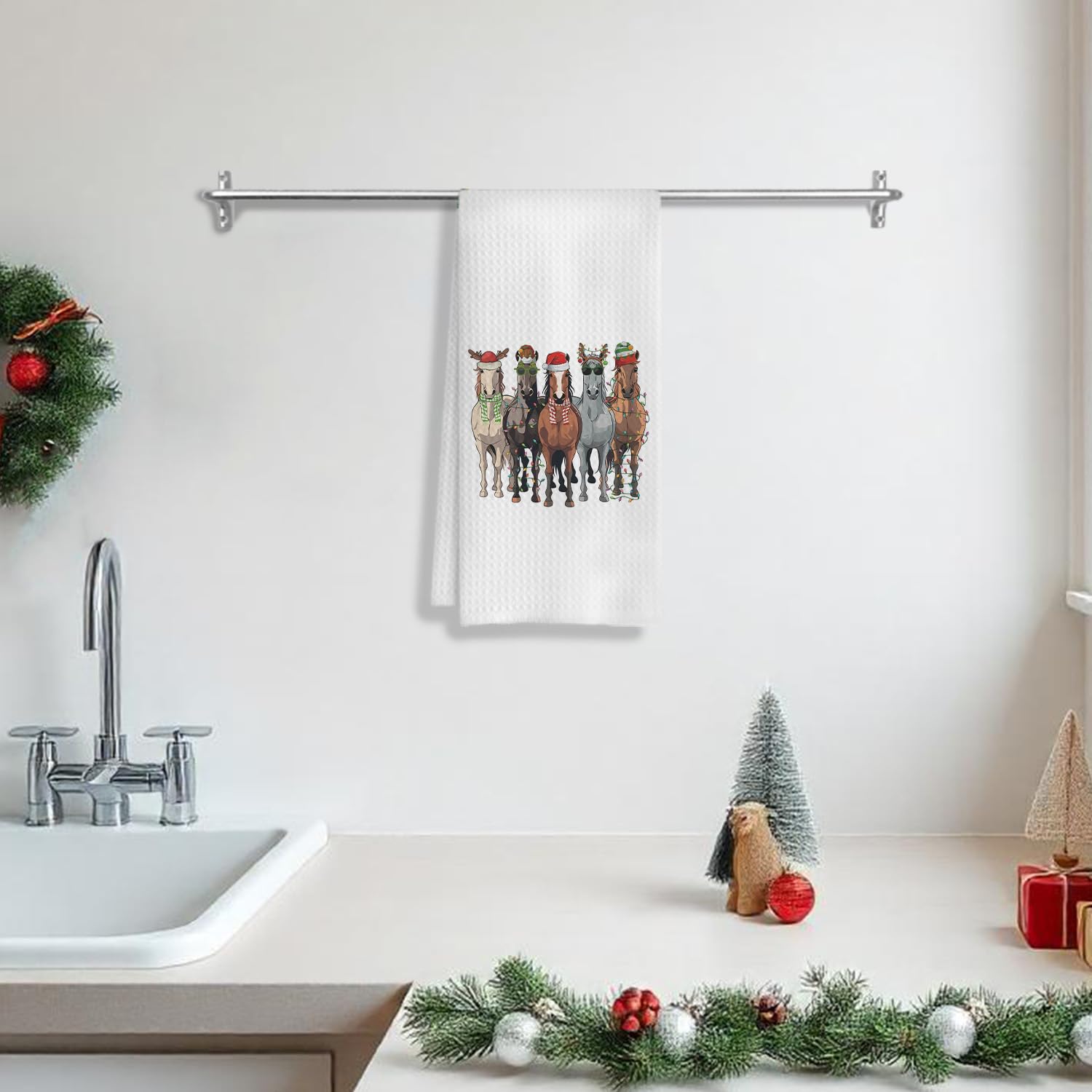 Toallas de caballo navideñas de COWEB, regalo perfecto para amantes de los caballos.