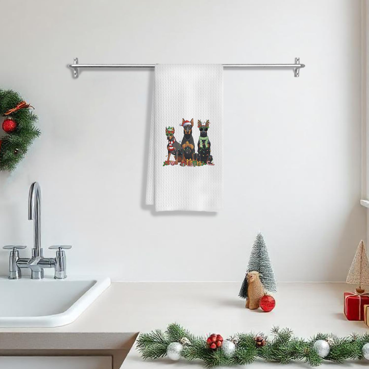 Toalla de mano COWEB con doberman para secado diario.