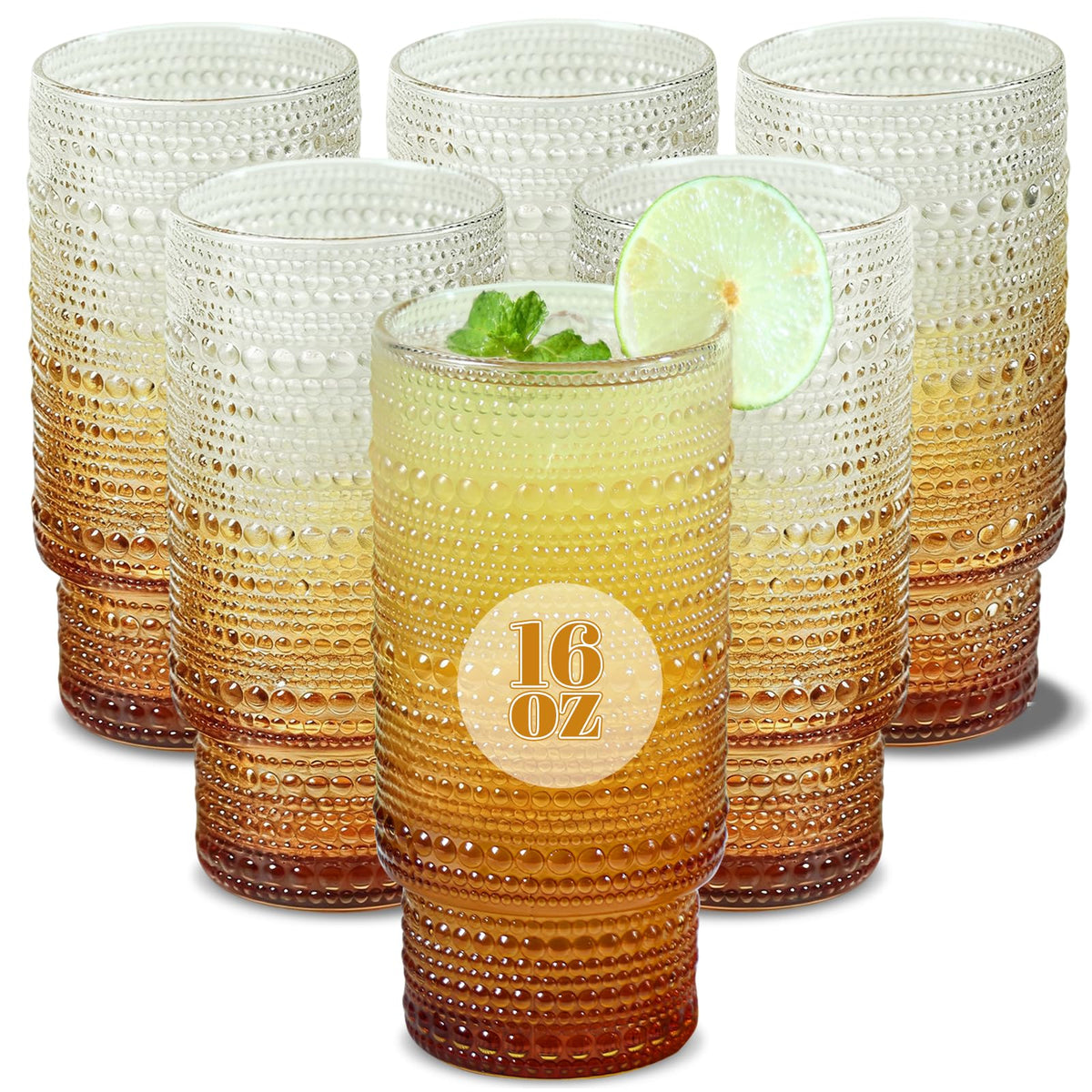 Vaso Cowjut cristal con textura punteada, ideal para agua diaria