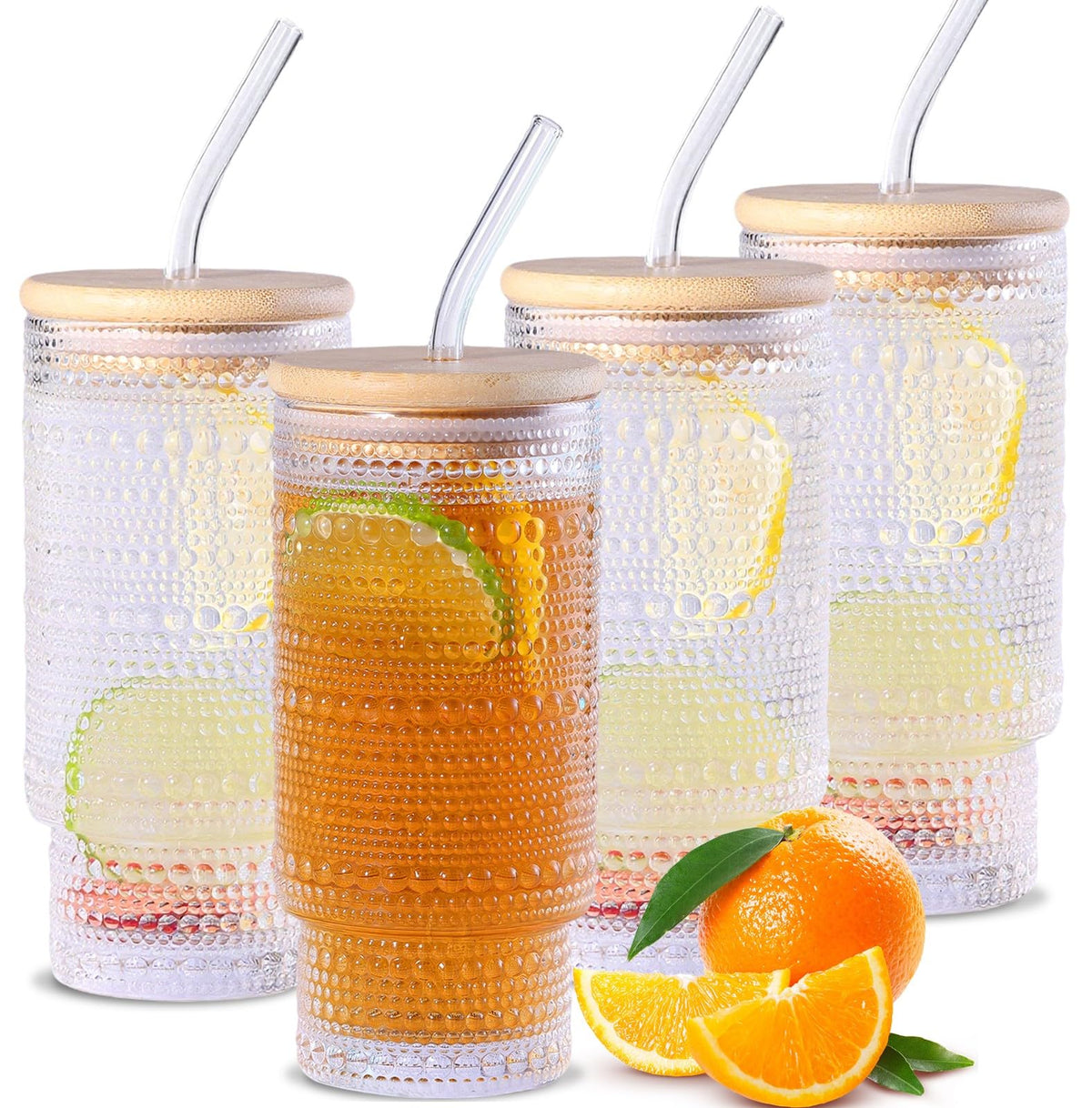 Vaso de cristal Cowjut 16 oz con tapa y pajilla para café frío sin derrames.