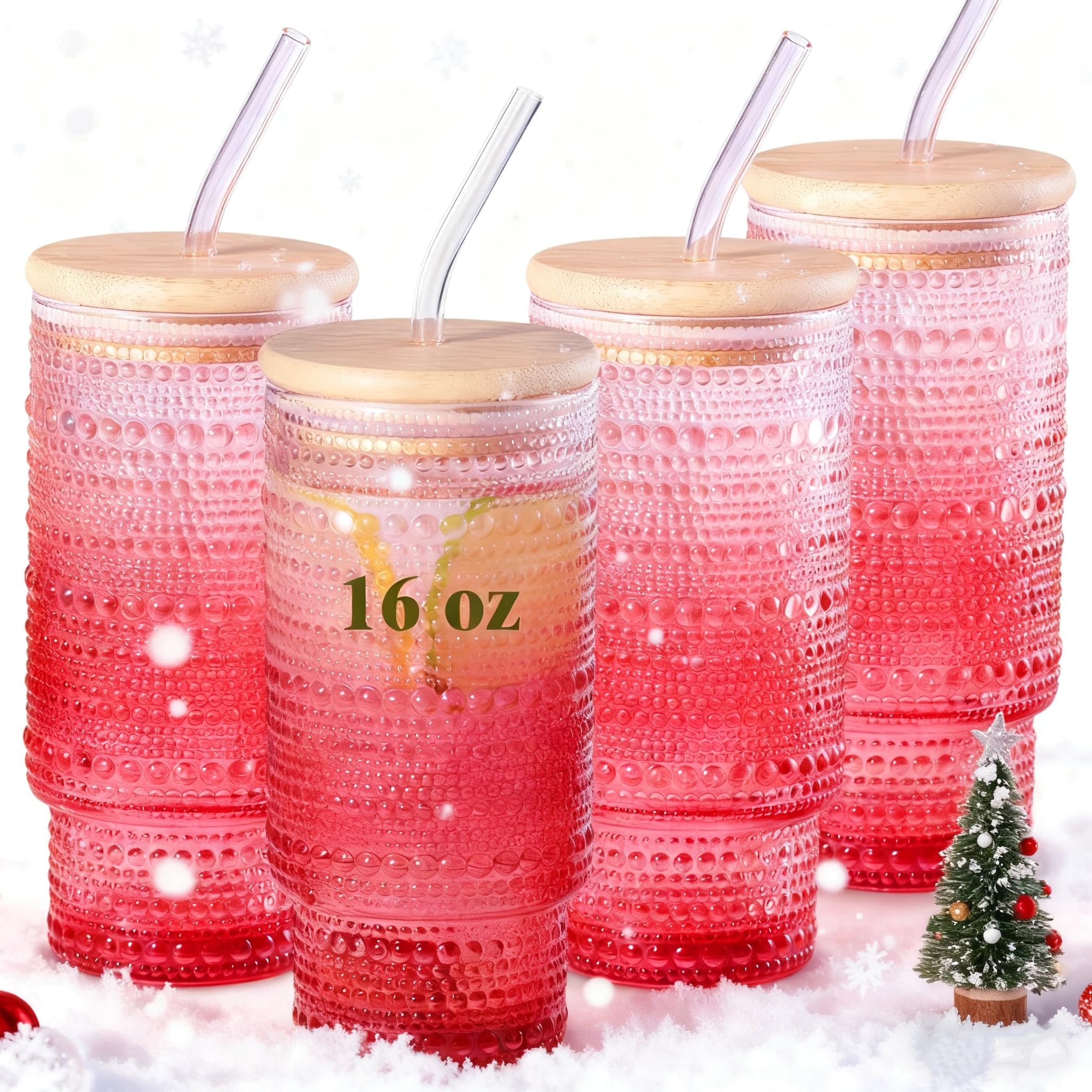 Cowjut vaso de cristal con tapa y pajilla, ideal para café frío