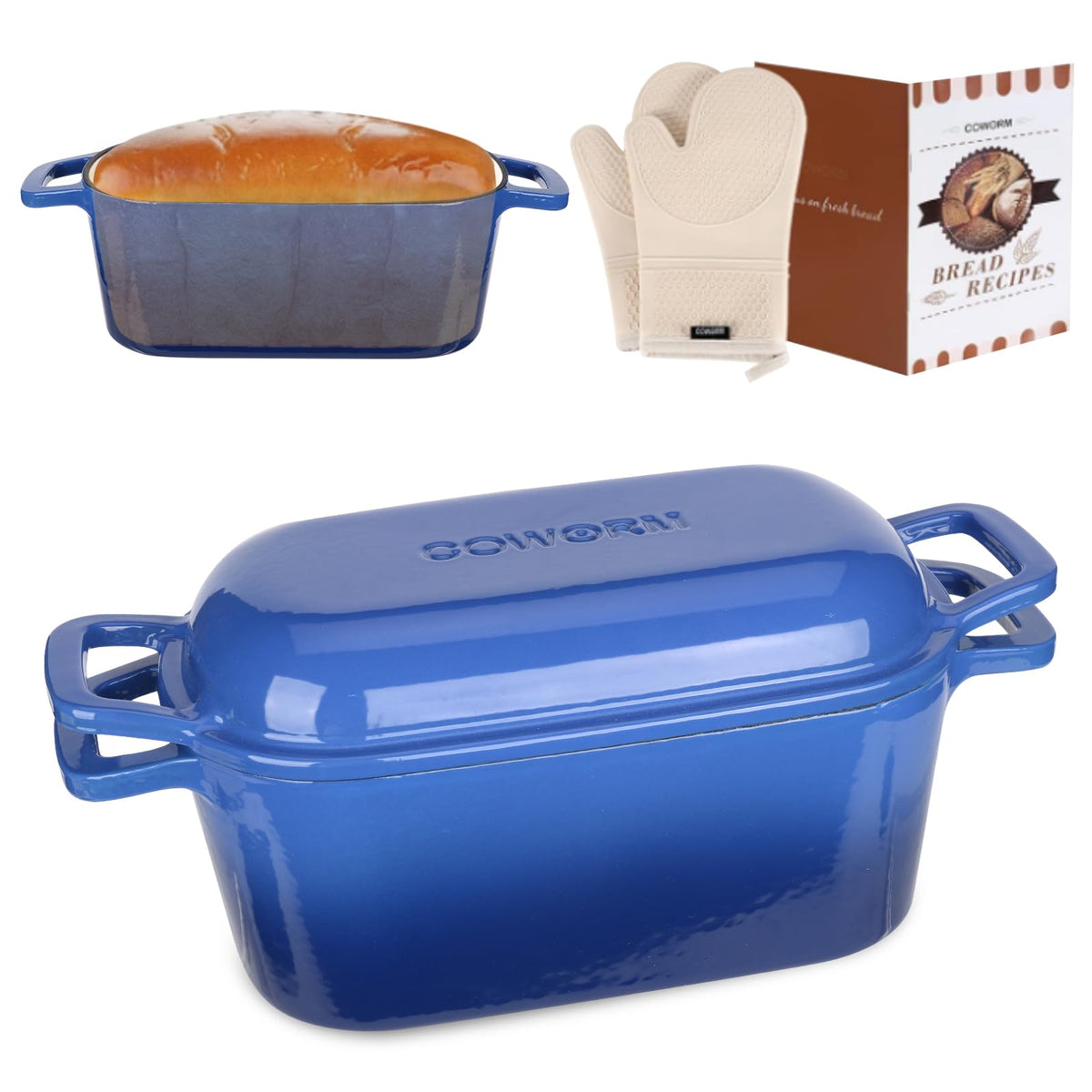 COWORM horno enameleado oval 3-6 cuartos con tapa para vapor y cocción uniforme