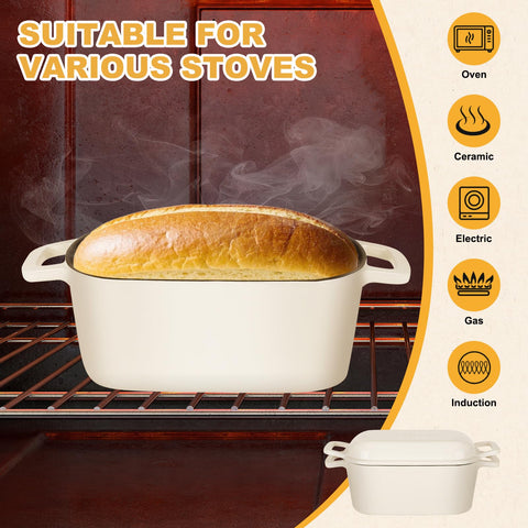 Uso en inducción con olla oval COWORM, ideal para hornear pan y guisar.