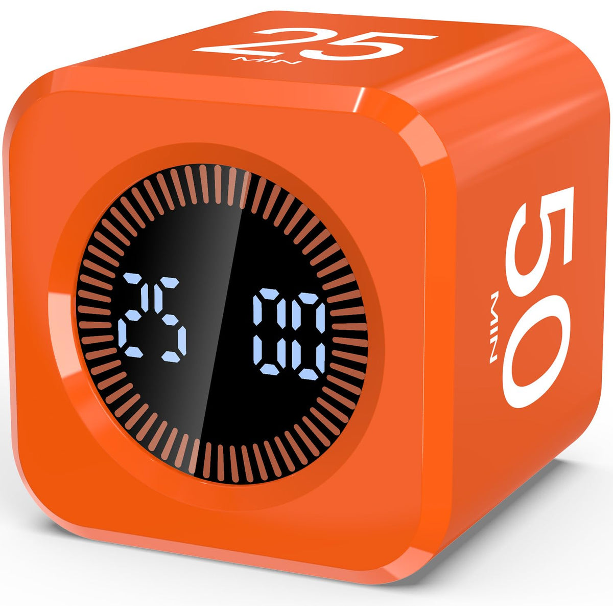 COWVTUJ Cubo temporizador Pomodoro, vista frontal, ideal para escritorio.