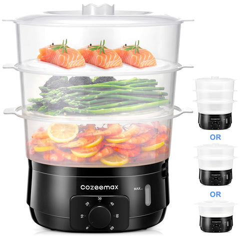 Cozeemax vaporera de 3 niveles con gran capacidad para cocinar varias piezas a la vez