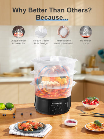 Cozeemax vaporera libre de BPA para una cocción segura