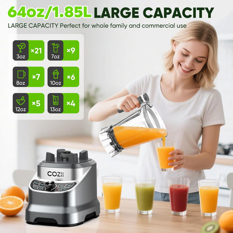 COZII batidora profesional con 7 programas predefinidos para diversas recetas.