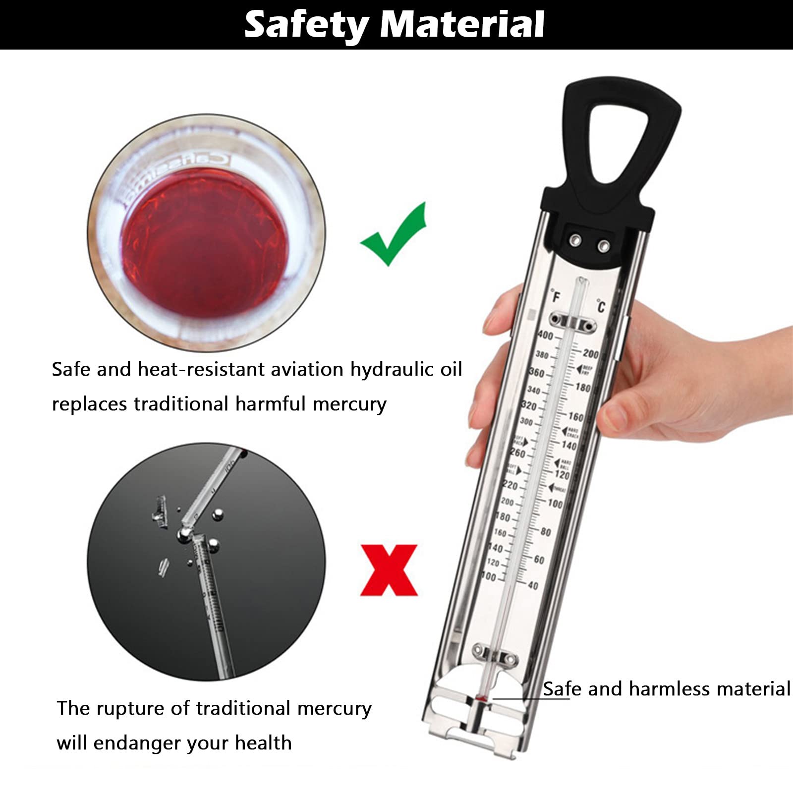 COZONTE termómetro con zonas de temperatura para freír y cocinar con seguridad.