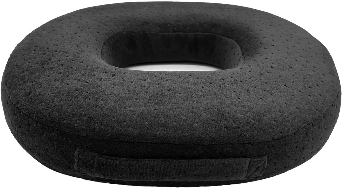 Almohadón Cozy BoSpin donut de memoria para descanso cómodo y distribución del peso.