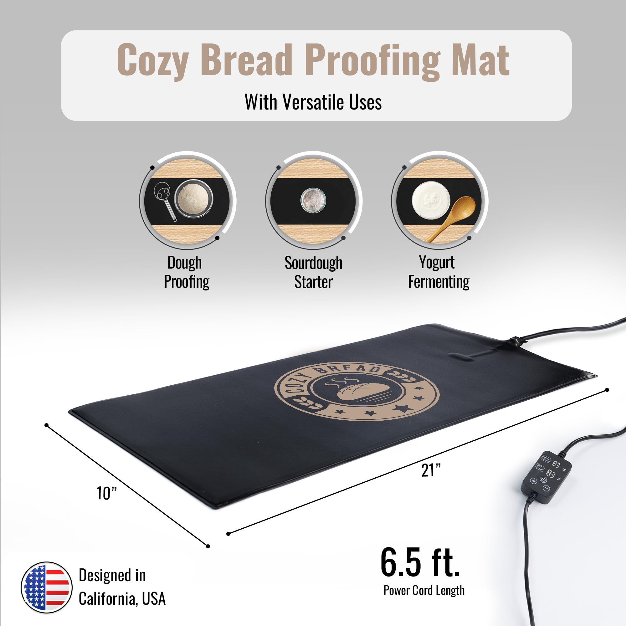 Cozy Bread controla la temperatura entre 70-120°F para levado estable.