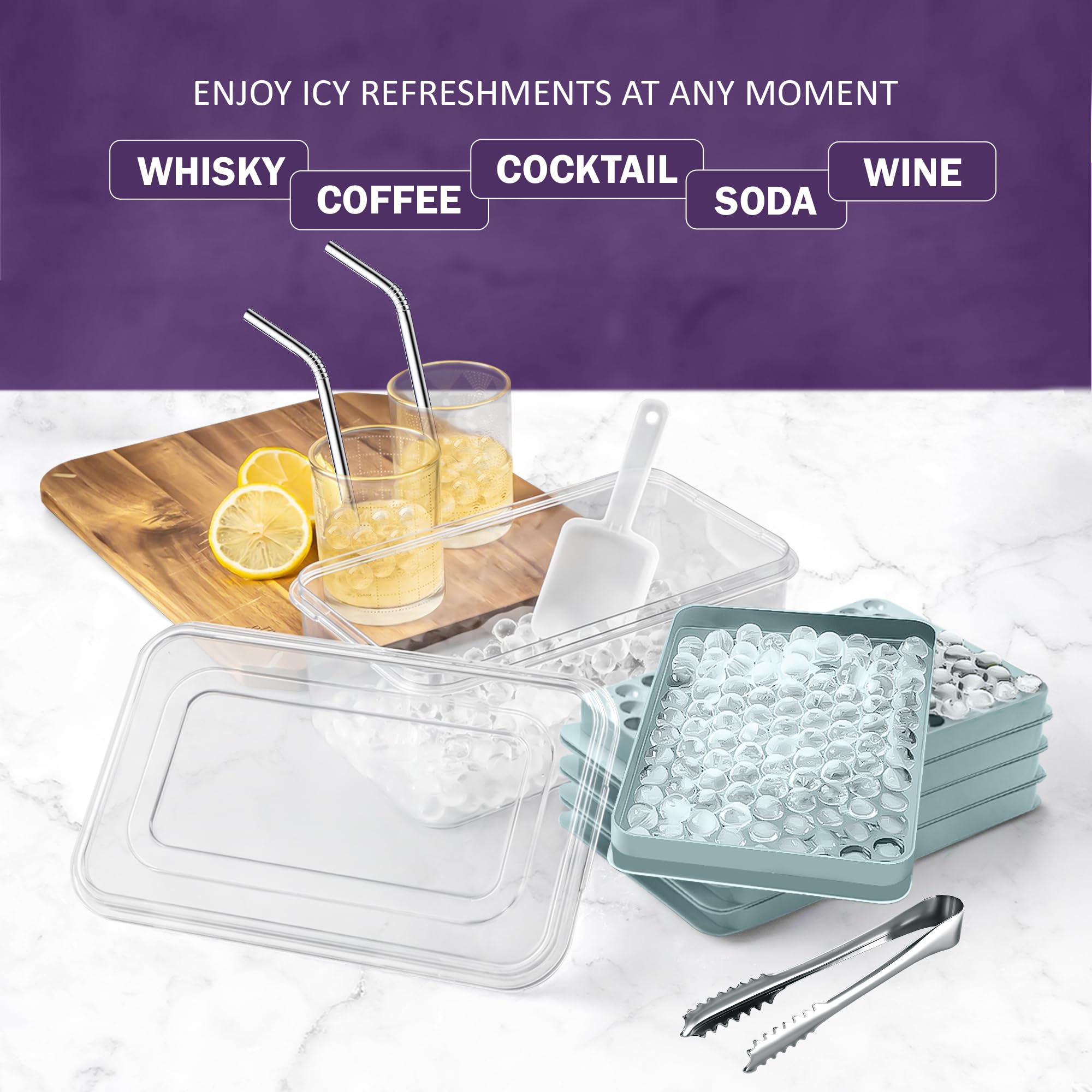 Cozy Kitchen Essentials bandeja de hielo apilable para optimizar espacio.