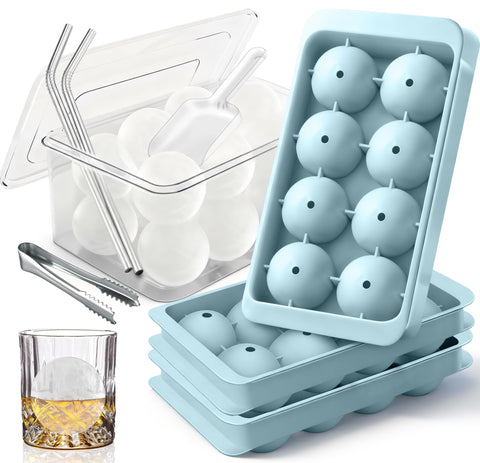 Cozy Kitchen Essentials: juego de 3 bandejas para hielo redondo para servir bebidas con estilo
