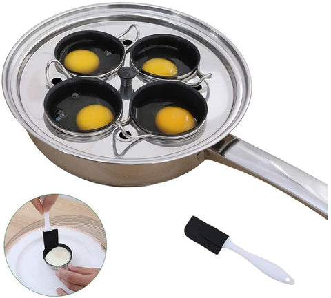 CozyKit sartén para pochar huevos con 4 tazas, cocción uniforme.