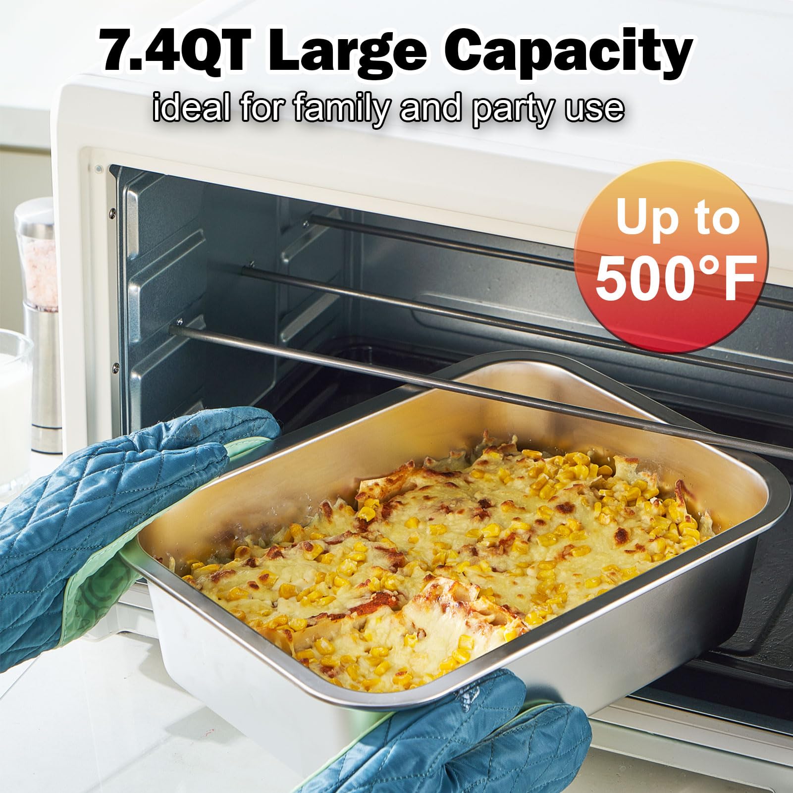 CozyState bandeja con capacidad 7,4 Qt para guisos grandes.