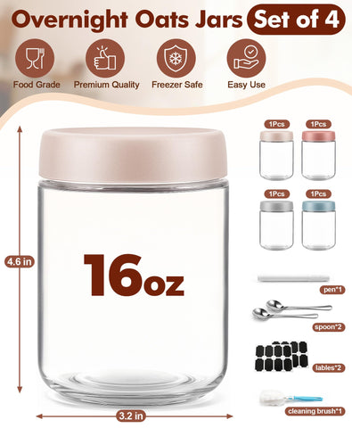 Cozyverge jarras de vidrio 16oz con sello hermético para frescura y transporte sin derrames.