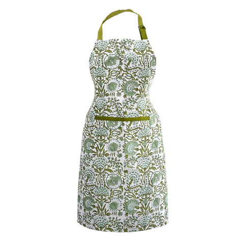 CPC COTTON PRINT CLUB delantal agata verde con ajuste de cuello para mayor comodidad en la cocina.