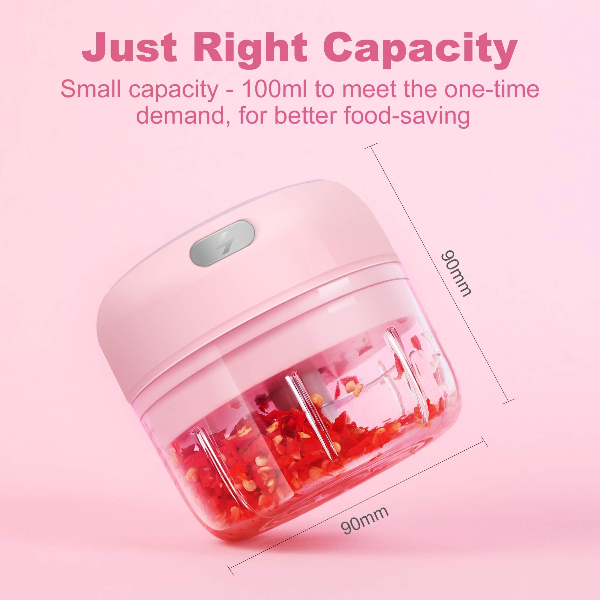CPWGSM DAHOKO picadora mini rosa, carga USB para uso portátil.