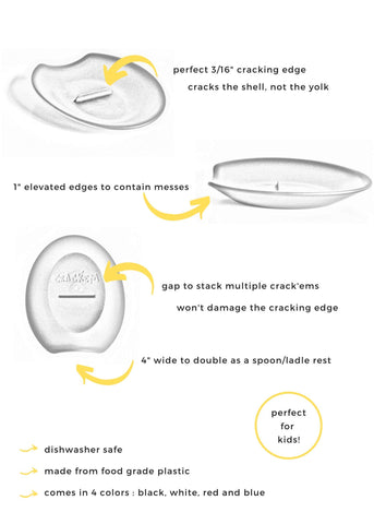 Crack'em diseño ergonómico que facilita el manejo y evita salpicaduras.