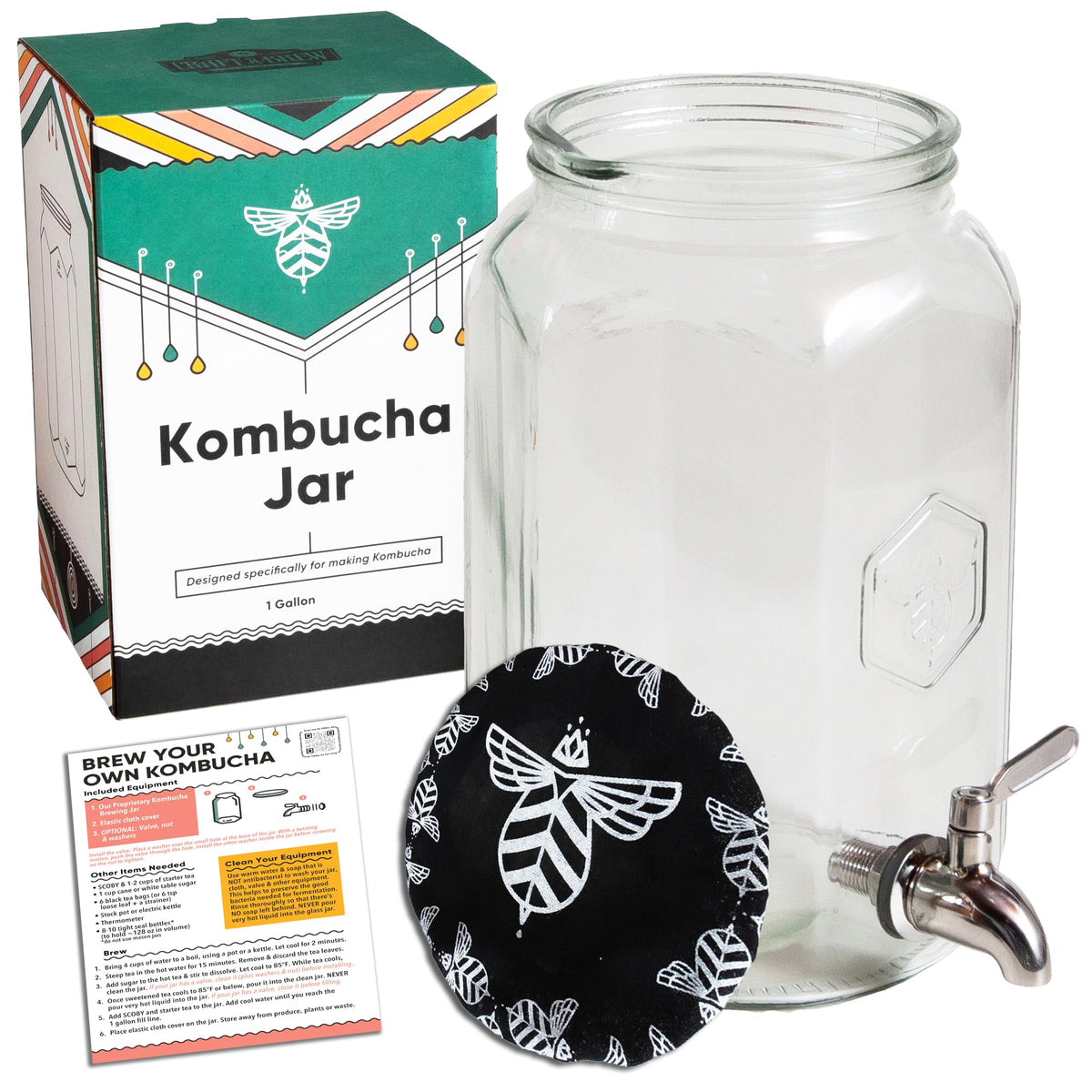 Craft A Brew Jarra kombucha con válvula de vertido para un vertido limpio.