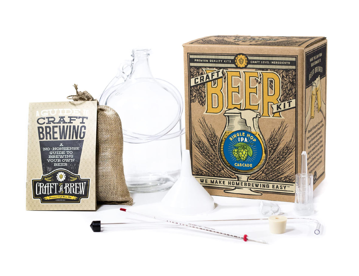 Kit completo Craft A Brew para empezar a elaborar tu propia cerveza IPA Cascade en casa.