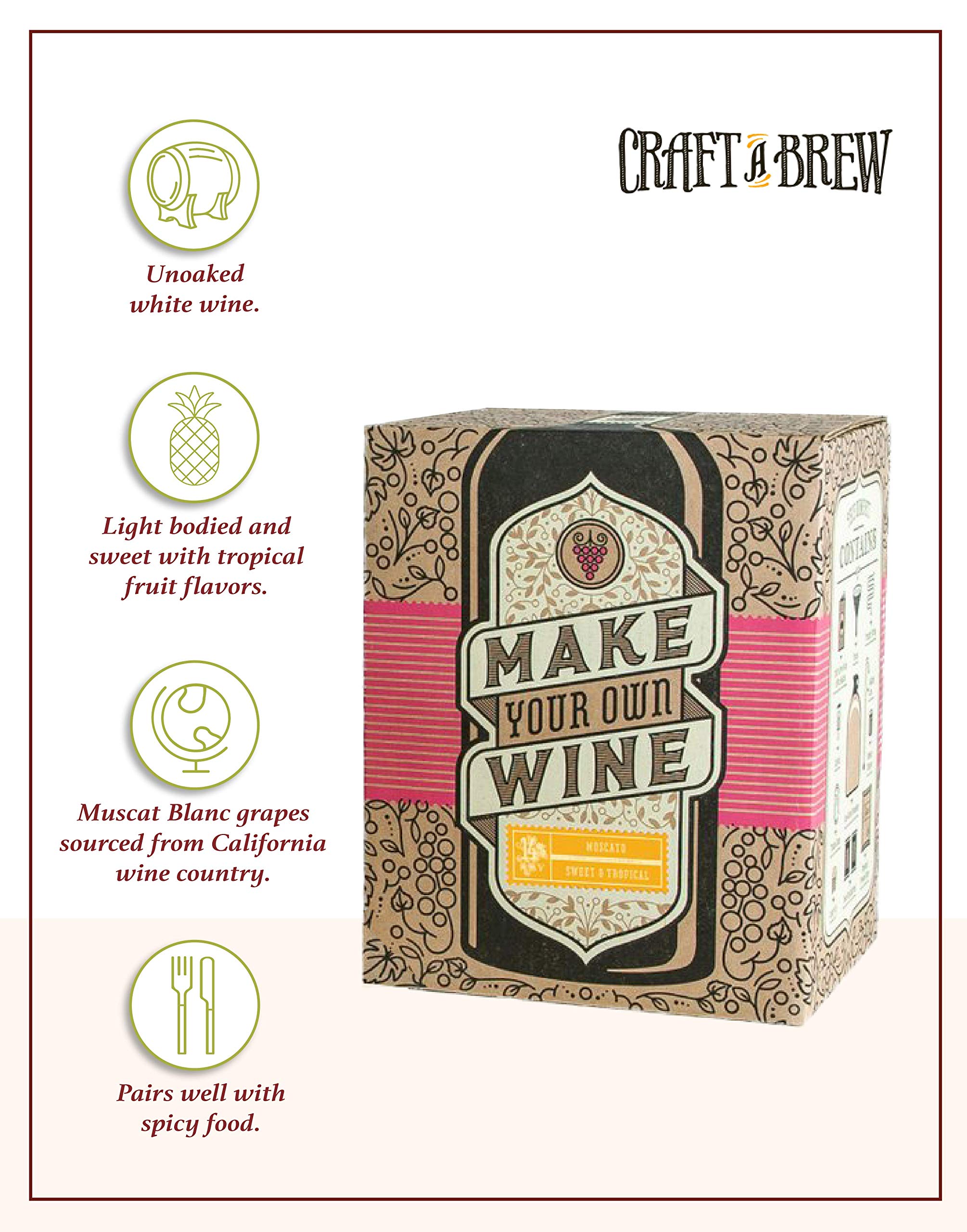 Craft A Brew Moscato Making Home Kit: ingredientes preparados para una elaboración sencilla