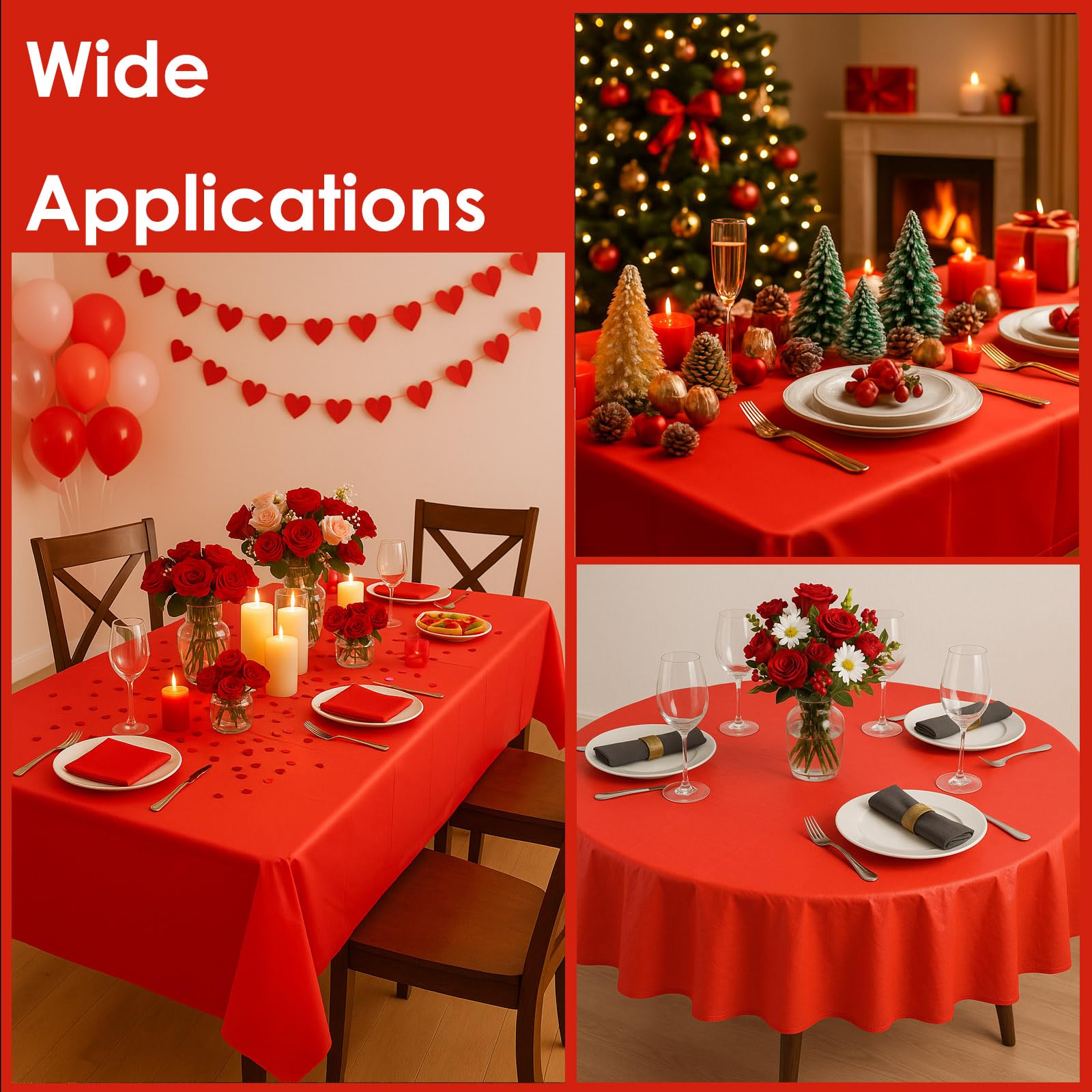 Mantel plástico rojo para mesa rectangular 54x108, cobertura completa