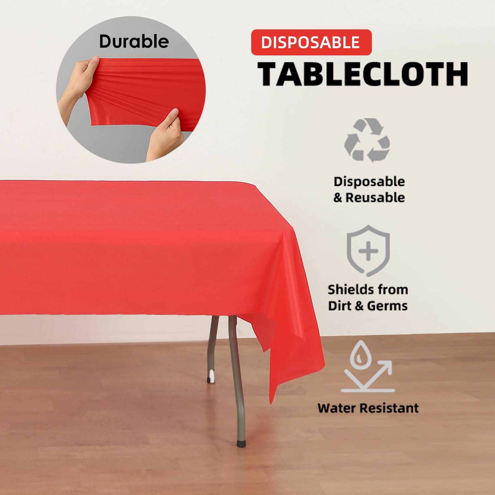Mantel rojo resistente al agua Craft And Party, perfecto para fiestas al aire libre