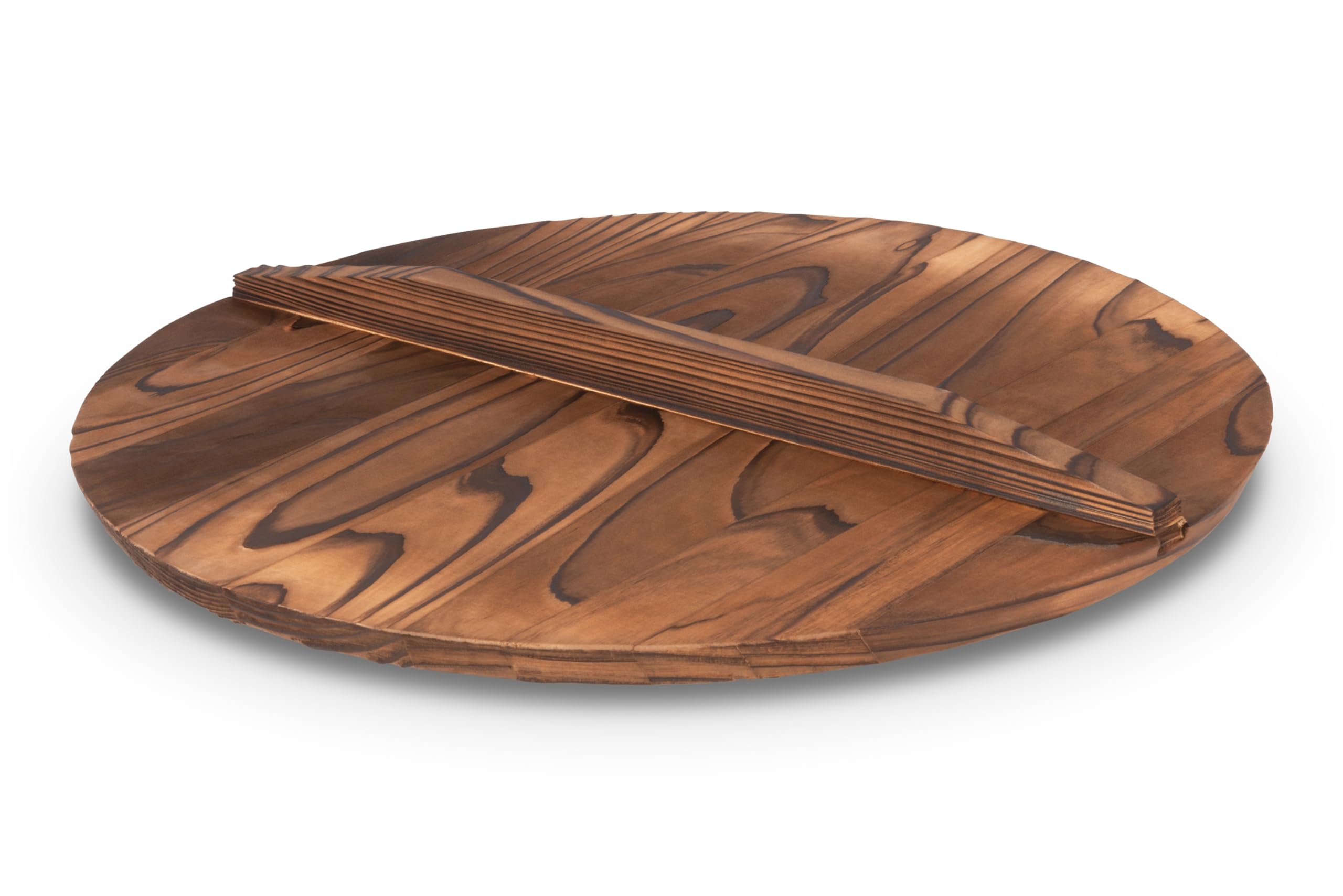 Tapa Craft Wok de 16 pulgadas en madera carbonizada para retener calor.