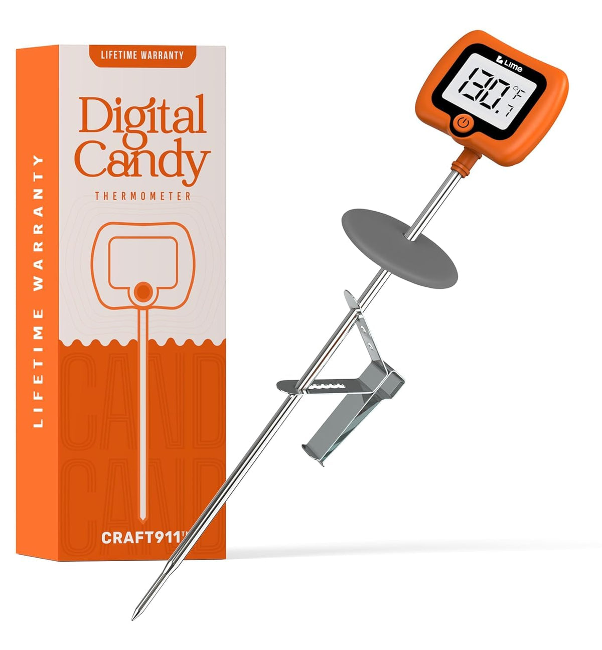 Craft911 termómetro digital con clip para olla, lectura estable al cocinar dulces