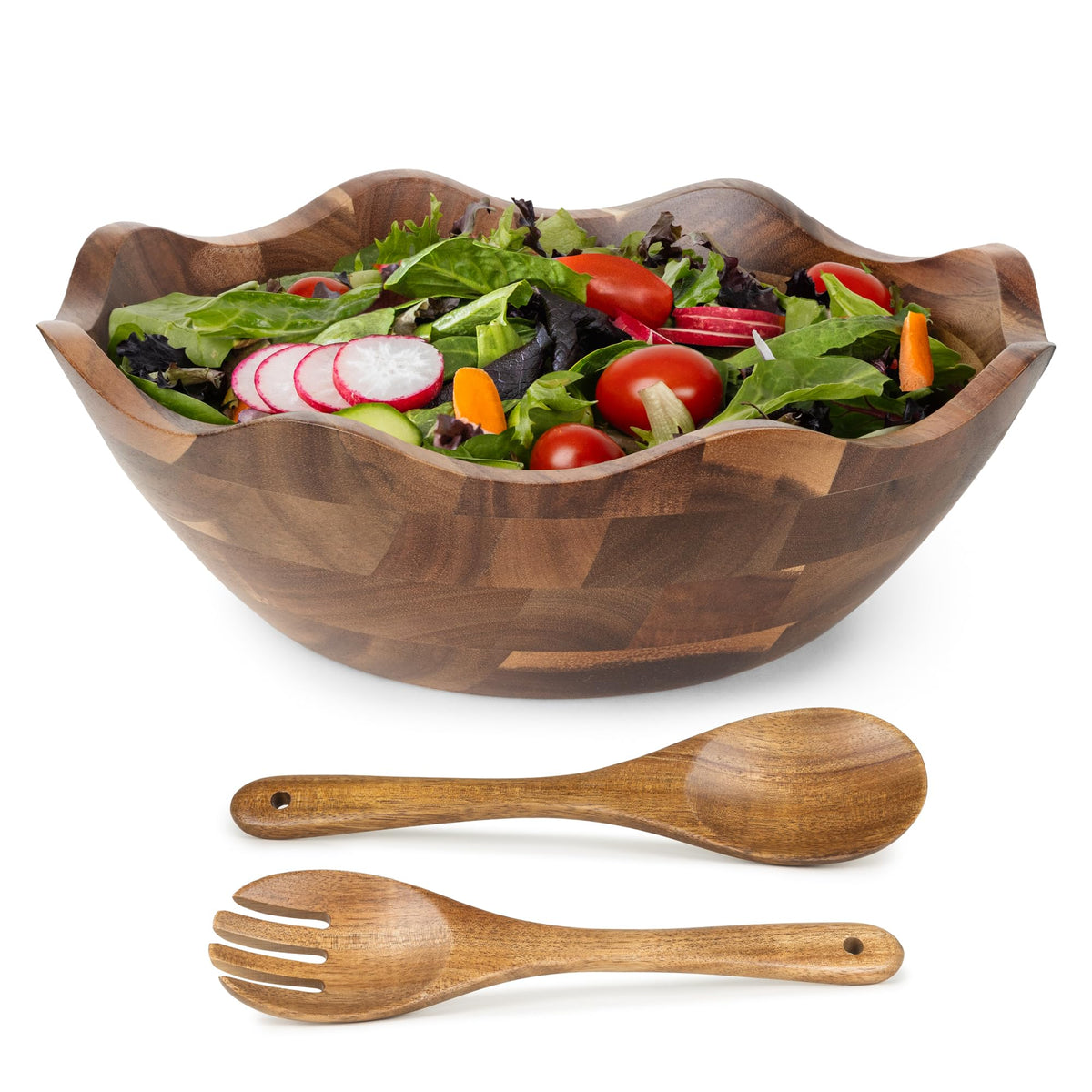 Tazón para ensalada de Crafted Finesse con borde festoneado, ideal para servir